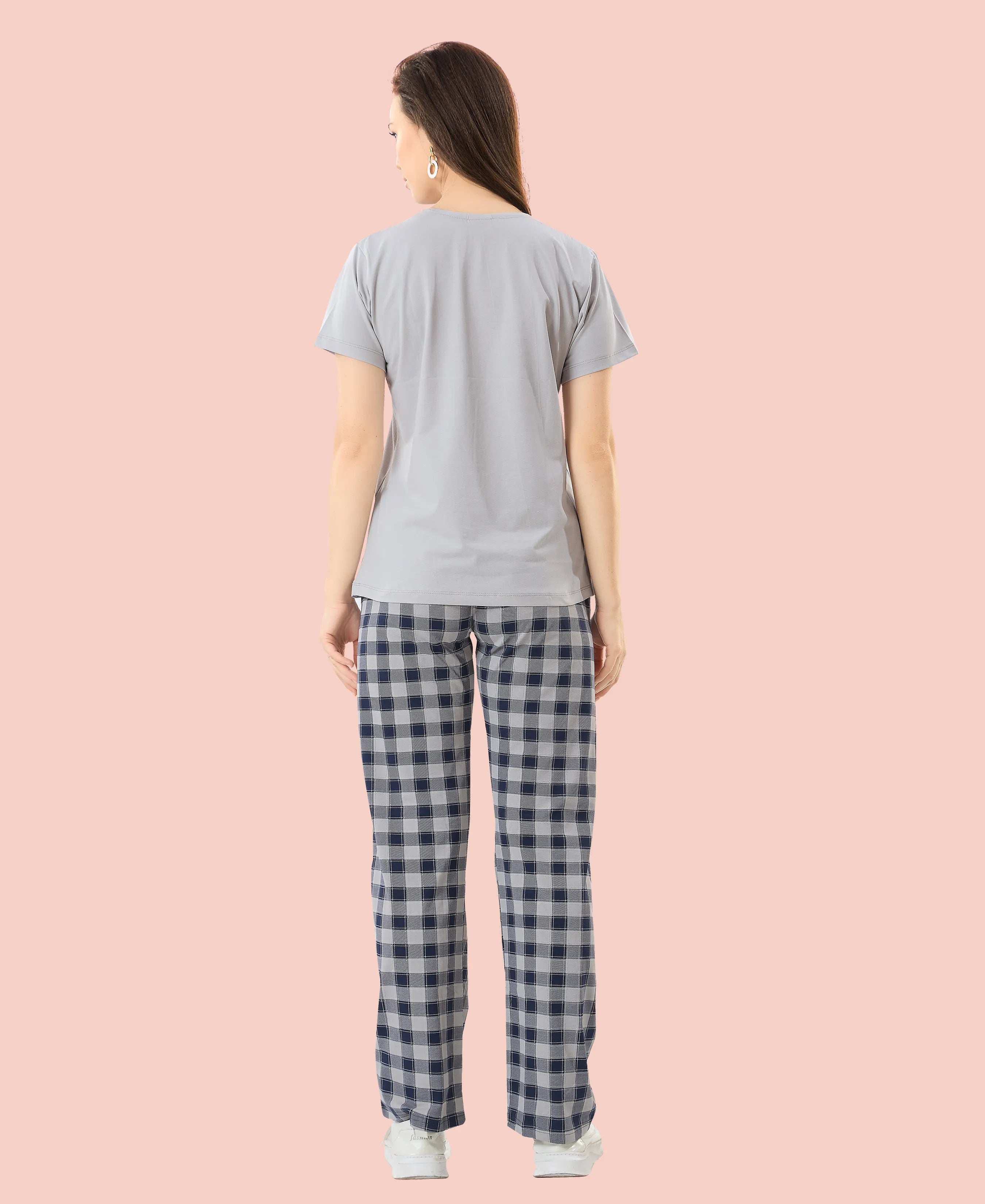 Velure Adorable Printed Pajama Set - Velure - - Cotton Lycra Fabric, Full Length Pant, Round neck