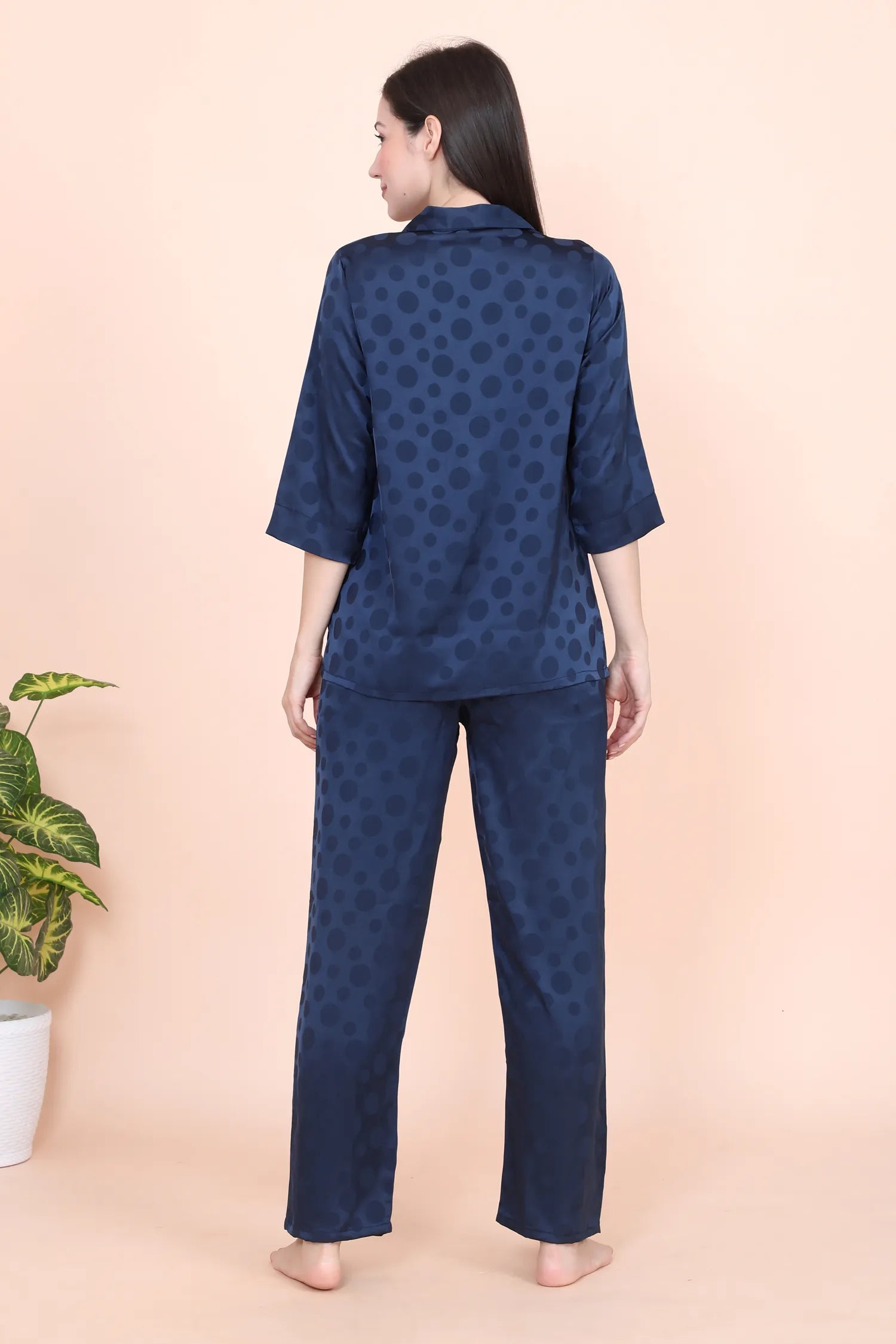Velure Casual Polka Dot Satin Night Suit