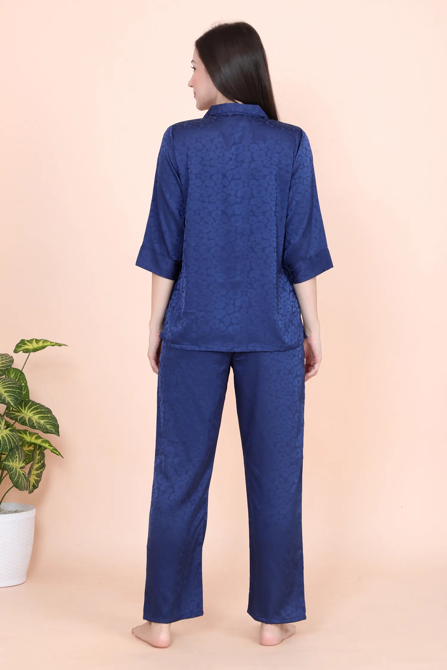 Velure Dazzling Floral Print Satin Night Suit