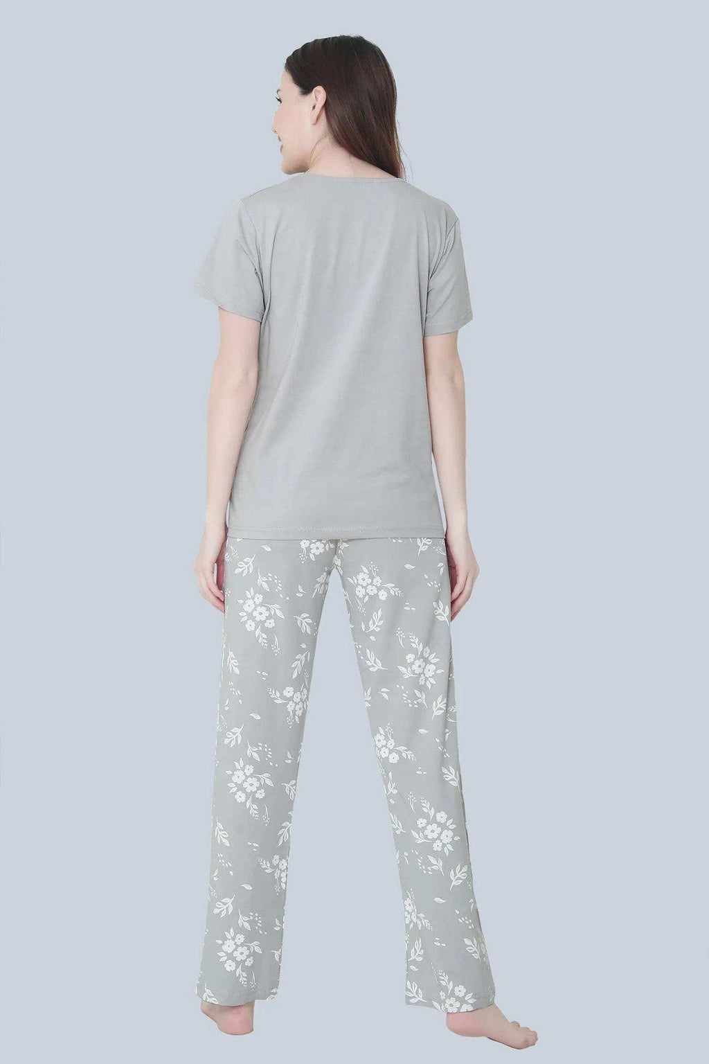 Velure Trendy Floral Print Pajama Set - Velure - - Cotton Lycra Fabric, Floral Print, Full Length Pant, Half Sleeves, Round neck nightsuit