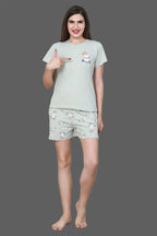 Velure Cute Unicorn Print Shorts Set - Velure - - Cotton Lycra Fabric, Half Sleeves, Printed, Round neck