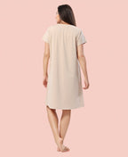 Velure Trendy Playful Panda Short Nighty - Velure - - Cotton, Half Sleeves, Knee Length, Printed