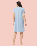 Velure Sleepy Panda Short Nighty - Velure - - Cotton, Half Sleeves, Printed, Round neck