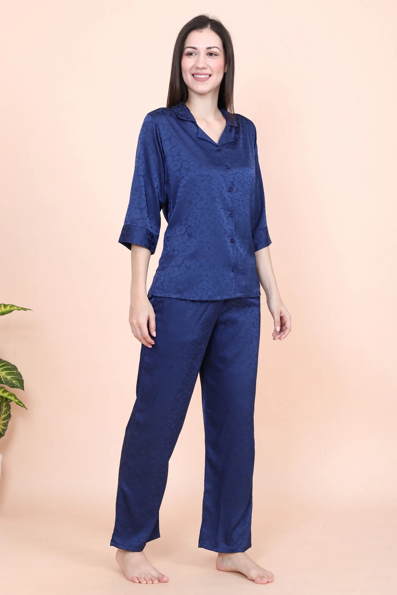 Velure Dazzling Floral Print Satin Night Suit