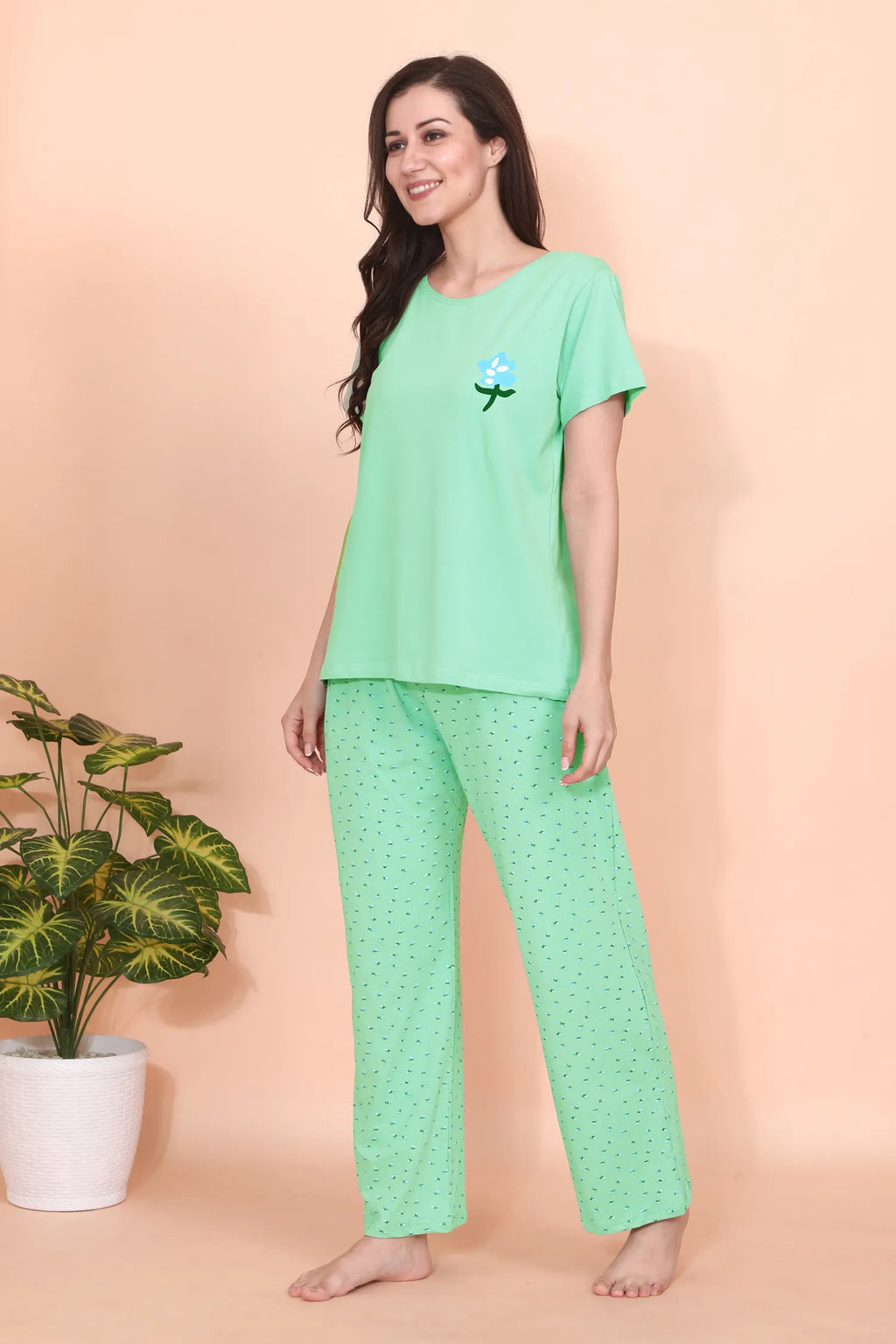 Velure Abstract Cute Floral Print Pajama Set