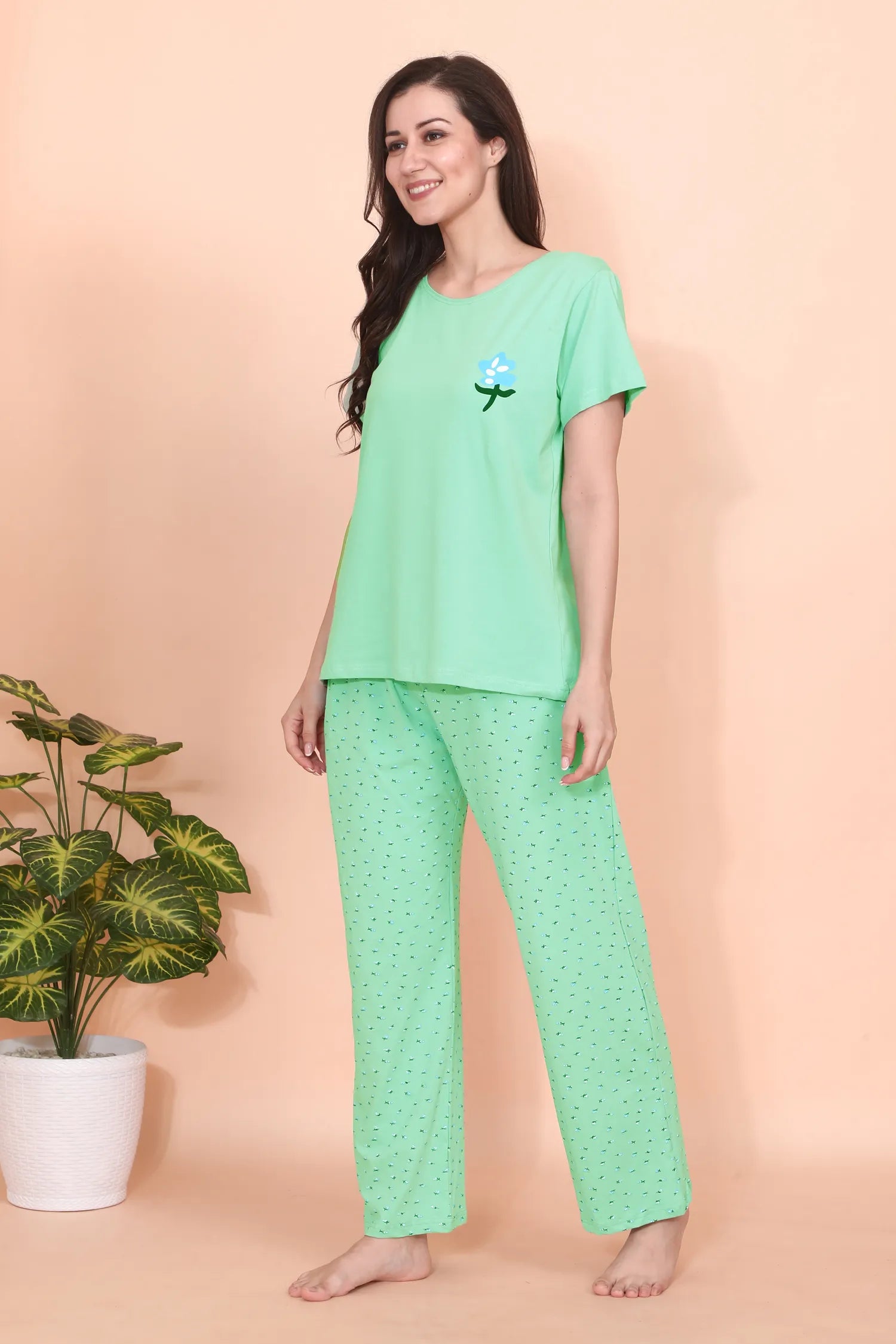 Velure Abstract Cute Floral Print Pajama Set