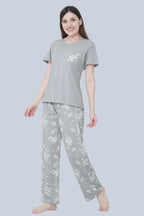Velure Trendy Floral Print Pajama Set - Velure - - Cotton Lycra Fabric, Floral Print, Full Length Pant, Half Sleeves, Round neck nightsuit