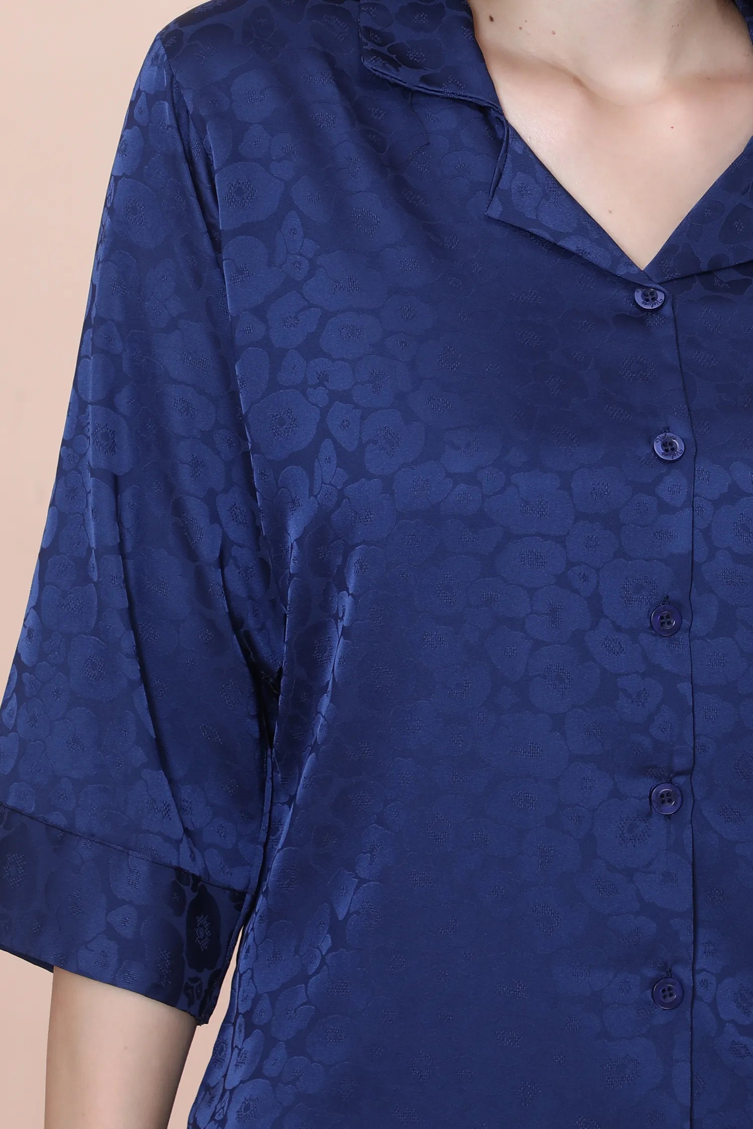 Velure Dazzling Floral Print Satin Night Suit