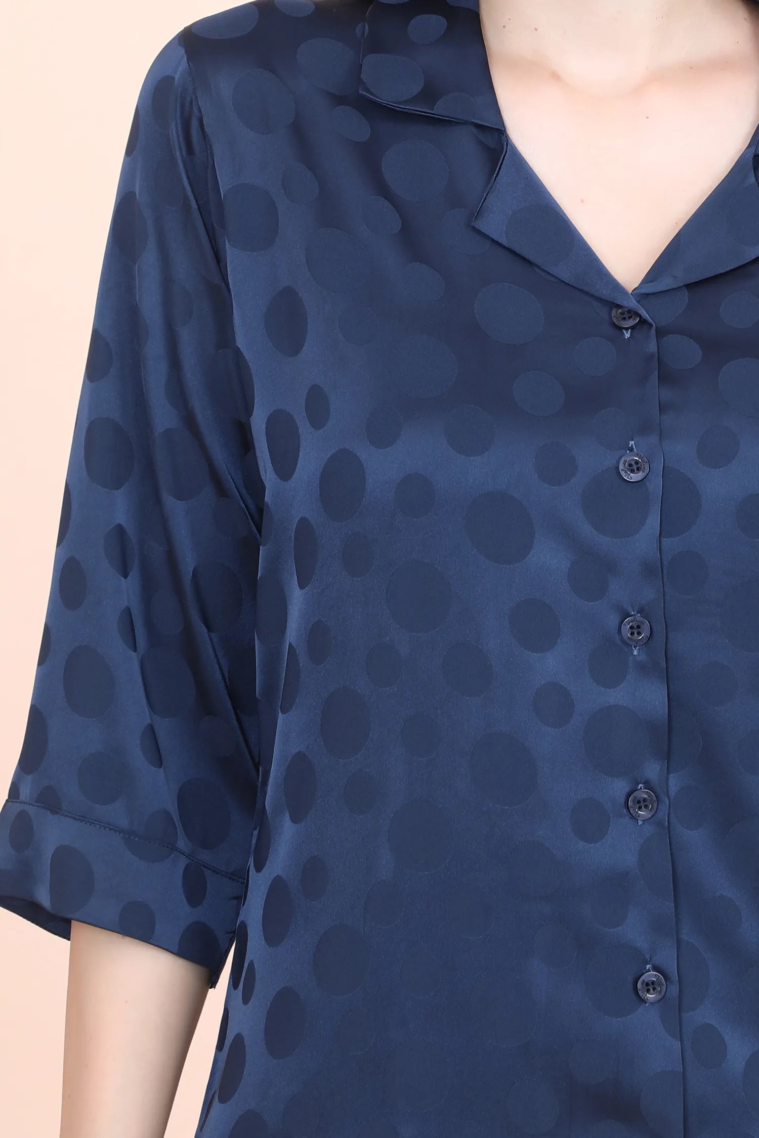 Velure Casual Polka Dot Satin Night Suit