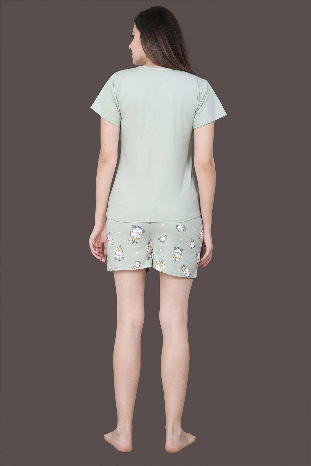 Velure Cute Unicorn Print Shorts Set - Velure - - Cotton Lycra Fabric, Half Sleeves, Printed, Round neck