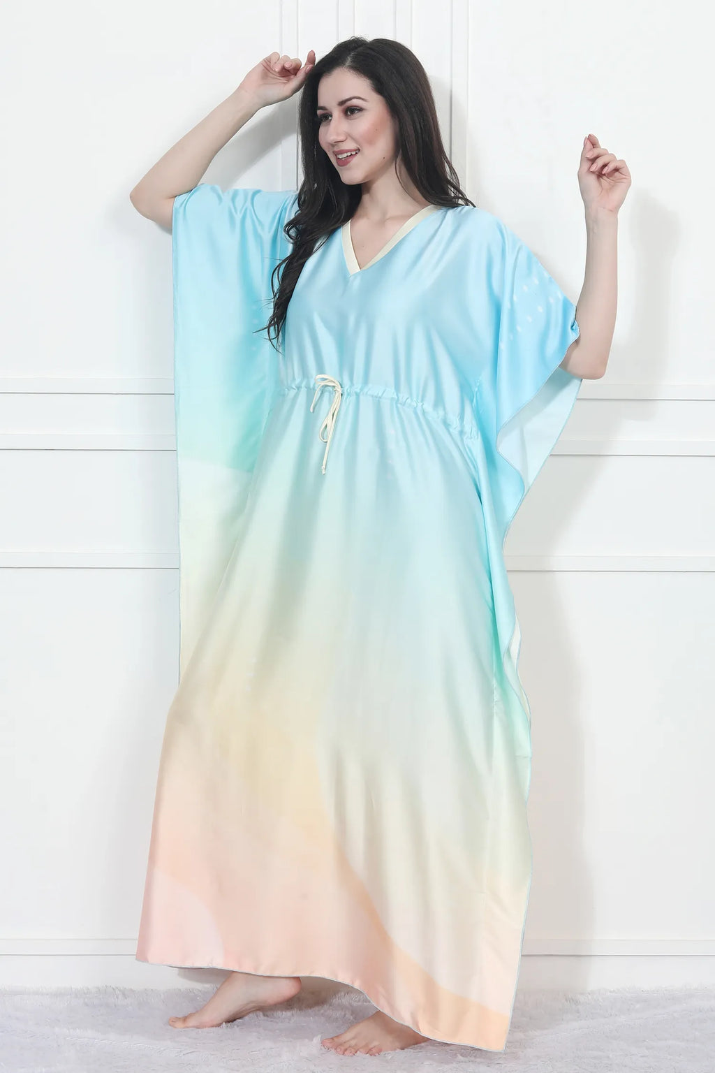 Velure Comfort Dreamwave Kaftan - Velure - - Center Drawstring, Full Length Nighty, Satin