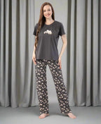 Velure Playful Polar Bear Printed Pajama Set - Velure - - Cotton Lycra Fabric, Full Length Pant, Half Sleeves, Round neck nightsuit