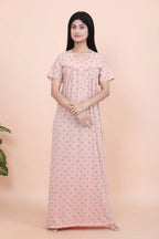 Velure Peach Floral Print Hosiery Nighty