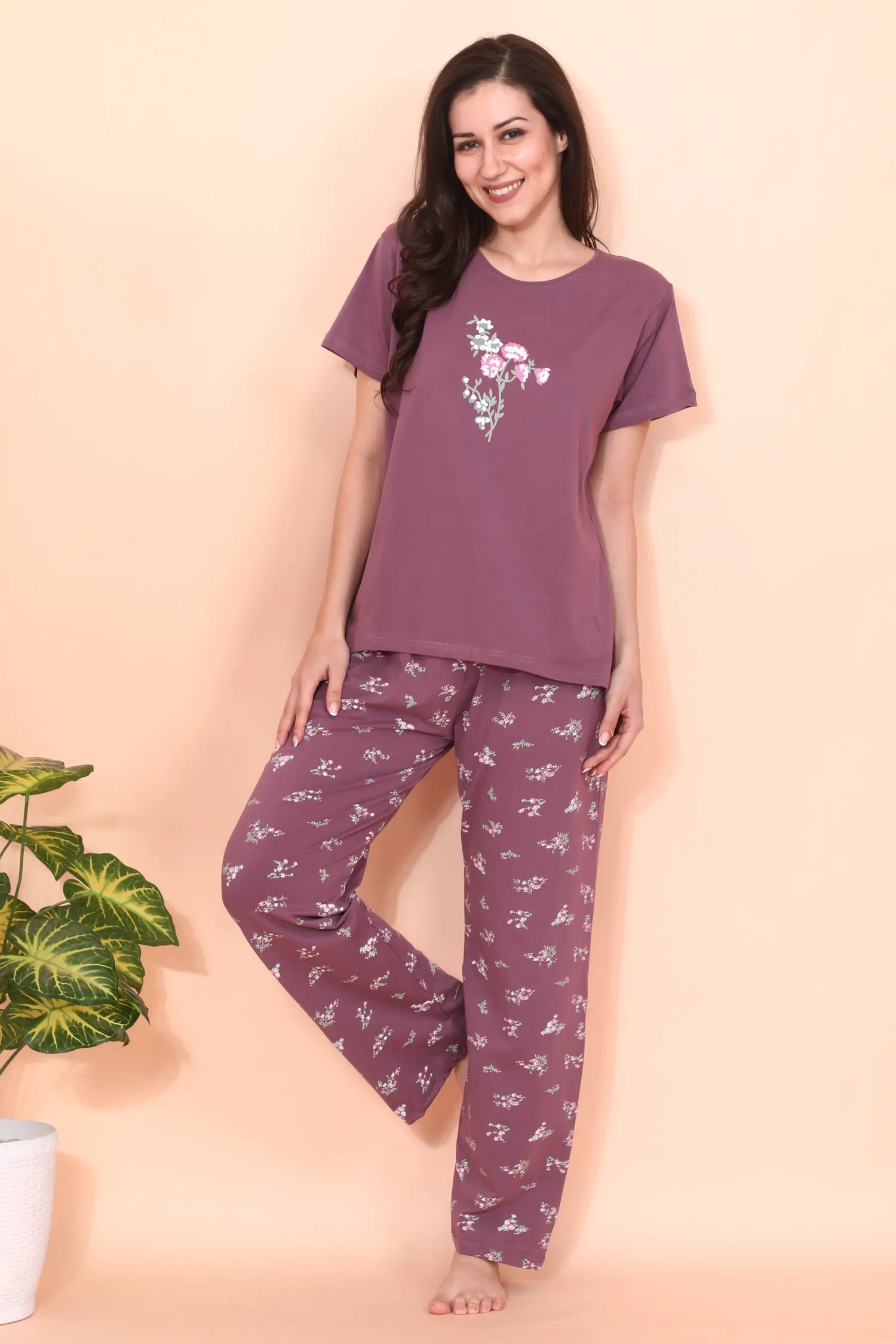 Velure Abstract Comfort Floral Print Pajama Set