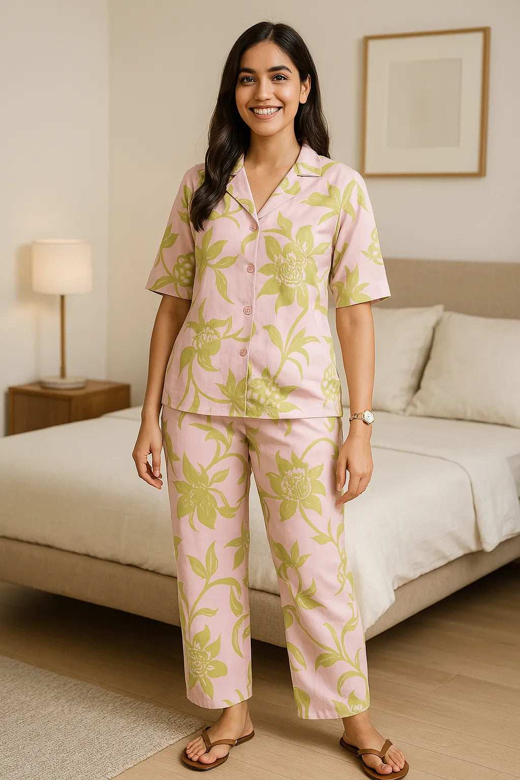 Velure Charming Floral Cotton Night Suit