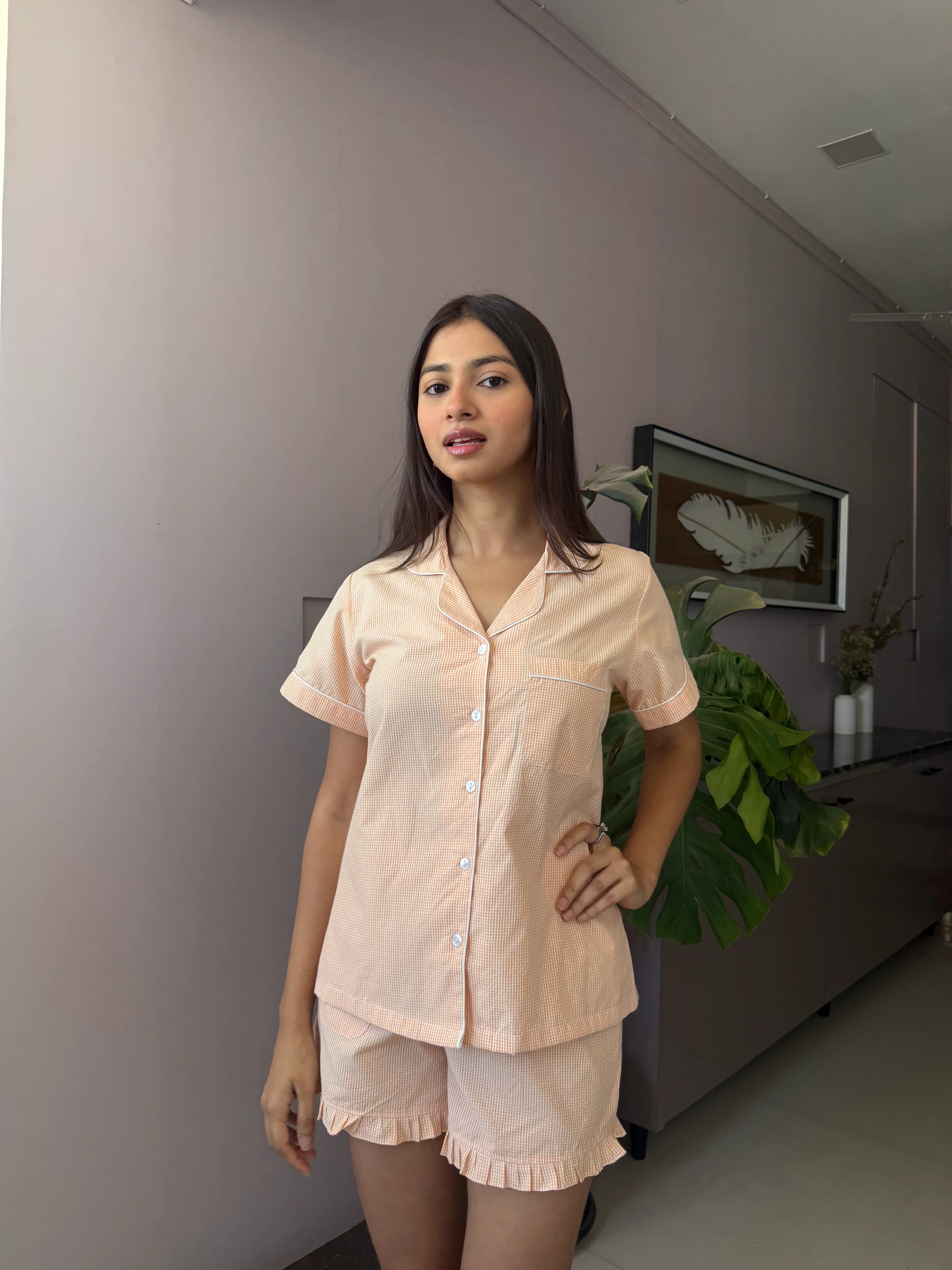 Velure Apricot Fizz Shorts Set