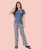 Velure Trendy Printed Pajama Set - Velure - - Cotton Lycra Fabric, Full Length Pant, Half Sleeves, Round neck