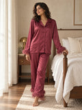 Velure  Sunlit Burgundy Fur Night Suit