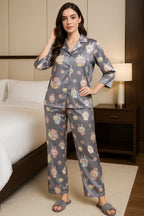 Velure Labubu Grey Satin Night Suit