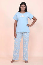 Velure Cute Cartoon Polar Bear Printed Pajama Set - Velure - - Cotton Lycra Fabric, Full Length Pant, Half Sleeves, Round neck nightsuit