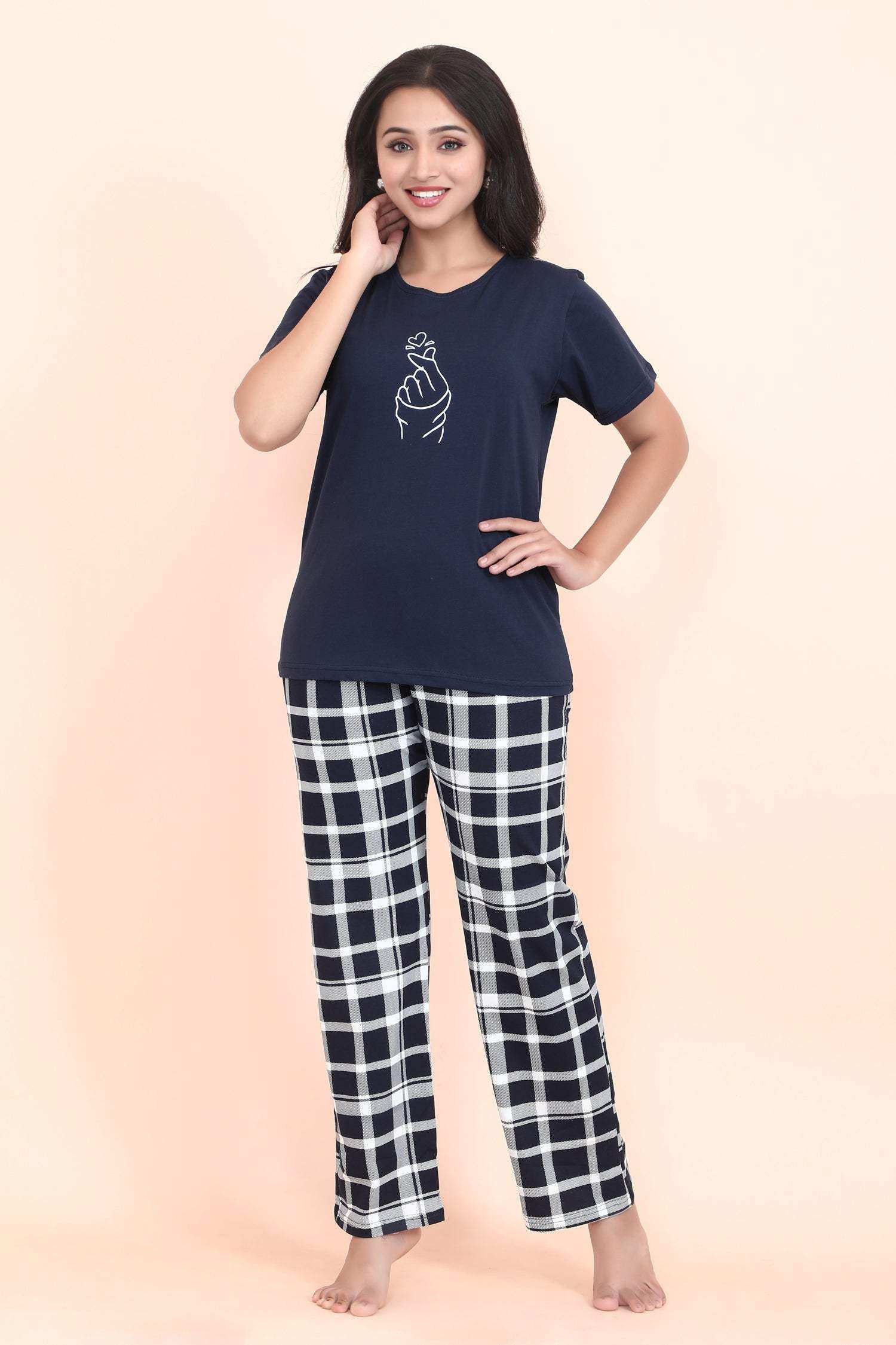 Velure Cute Classic Pajama Set - Velure - - Abstract Print, Full Length Pant, Half Sleeves, Round neck nightsuit