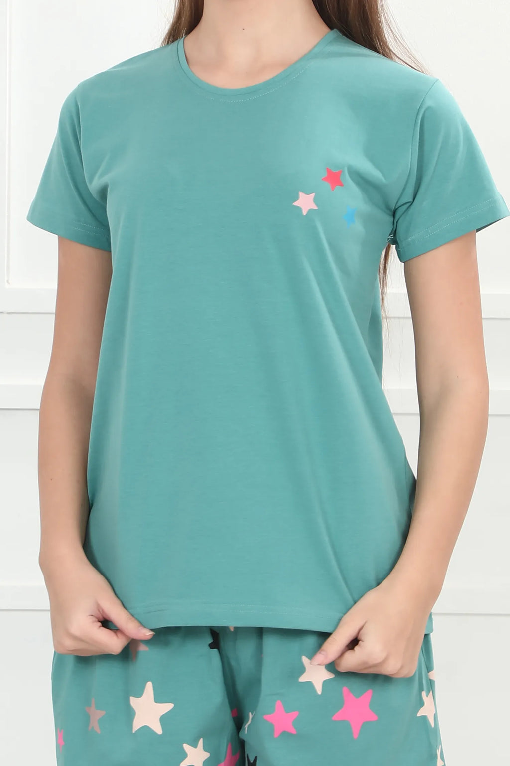 Velure Shiny Stars Shorts Set - Velure - - Cotton Lycra Fabric, Half Sleeves, Printed, Round neck, Shorts