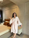Velure Dreamy Peach Robe (Only Robe) - Velure - - 3/4 Length, Center Drawstring, Robe, Satin