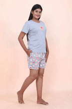 Velure Playful Gingerbread Print Shorts Set - Velure - - Cotton, Cotton Lycra Fabric, Half Sleeves, Printed, Round neck
