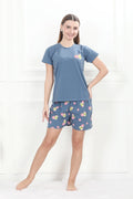 Velure Classic Boba Doodle Shorts Set - Velure - - Cotton Lycra Fabric, Half Sleeves, Printed, Round neck, Shorts