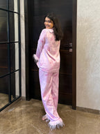 Velure Trendy Cheetah Print Satin Sleepwear Set