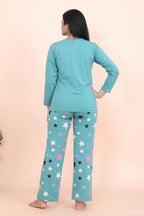 Velure Classic Star Print Full Sleeves Pajama Set - Velure - - Cotton Lycra Fabric, Full Length Pant, Full Sleeves, Round neck nightsuit
