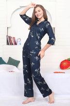 Velure Glamorous  Floral Print Satin Night Suit