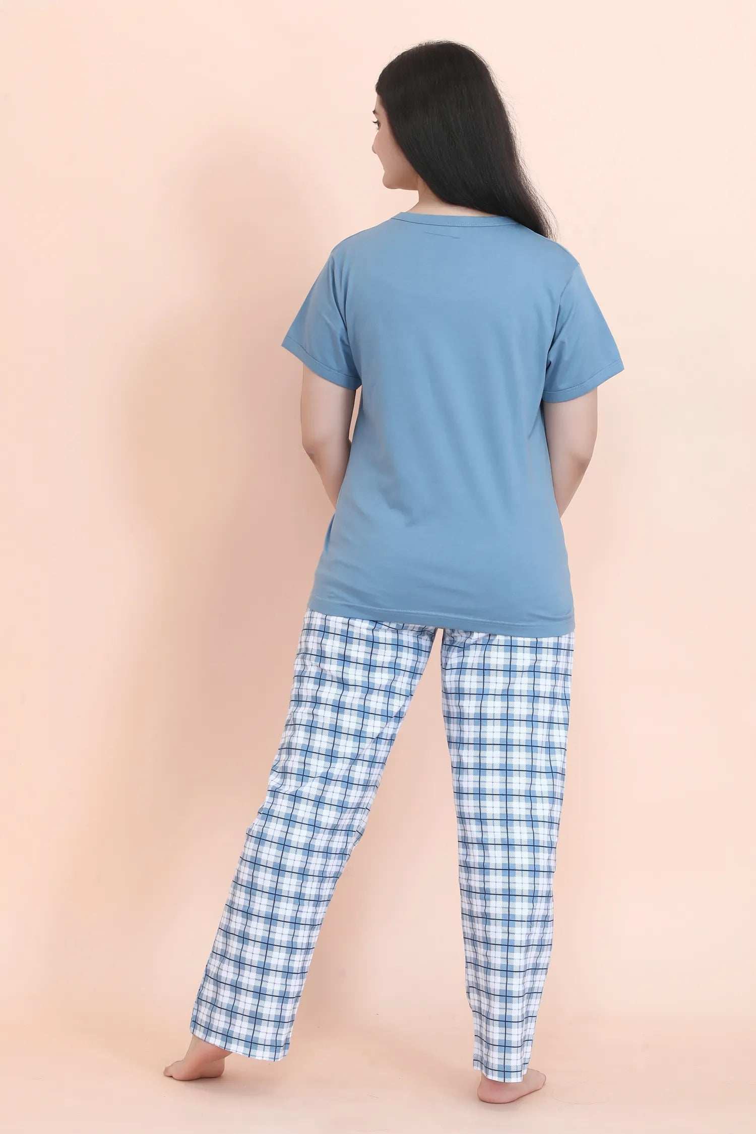 Velure Attractive Classic Printed Pajama Set - Velure - - Full Length Pant, Half Sleeves, Hosiery Cotton, Round neck nightsuit