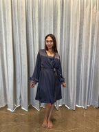 Velure Dark Grey Satin 3 Piece Robe Set