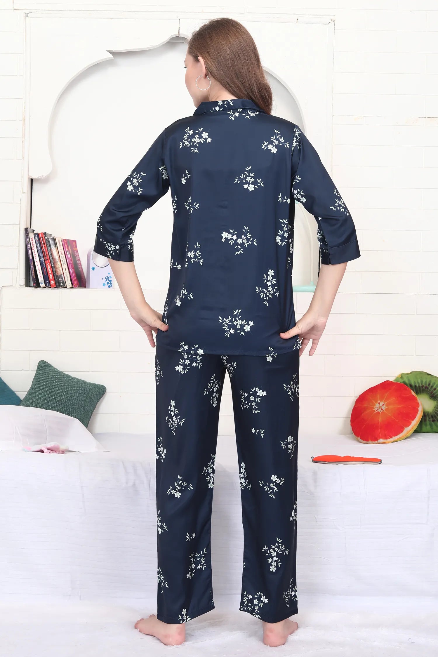 Velure Glamorous  Floral Print Satin Night Suit