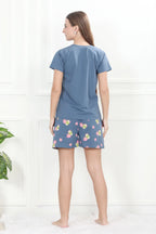 Velure Classic Boba Doodle Shorts Set - Velure - - Cotton Lycra Fabric, Half Sleeves, Printed, Round neck, Shorts