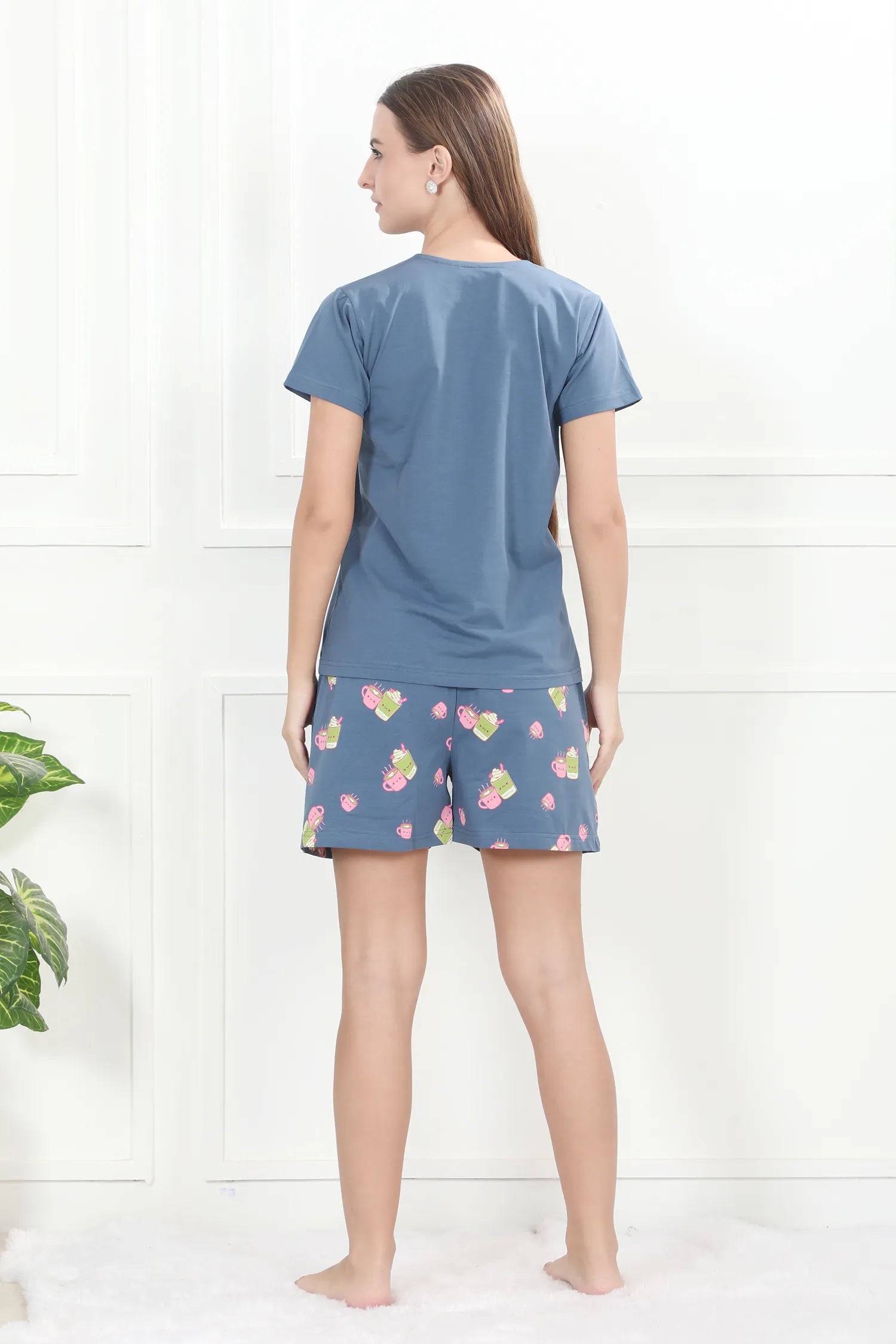 Velure Classic Boba Doodle Shorts Set - Velure - - Cotton Lycra Fabric, Half Sleeves, Printed, Round neck, Shorts