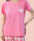Velure Delightful Printed Pajama Set - Velure - - Cotton Lycra Fabric, Full Length Pant, Half Sleeves, Round neck
