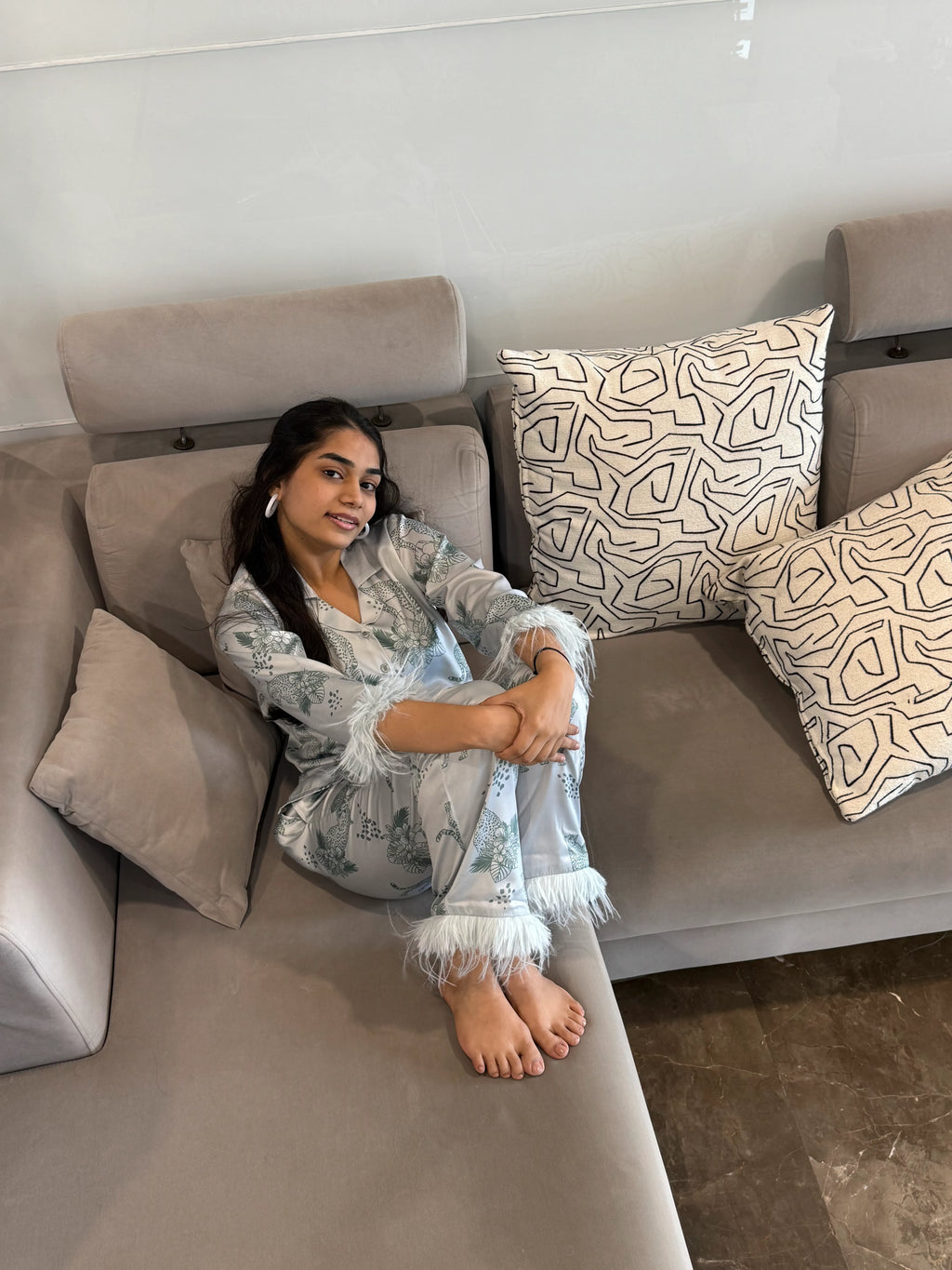 Velure Graceful Cheetah Print Satin Sleepwear Set