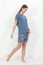 Velure Classic Boba Doodle Shorts Set - Velure - - Cotton Lycra Fabric, Half Sleeves, Printed, Round neck, Shorts