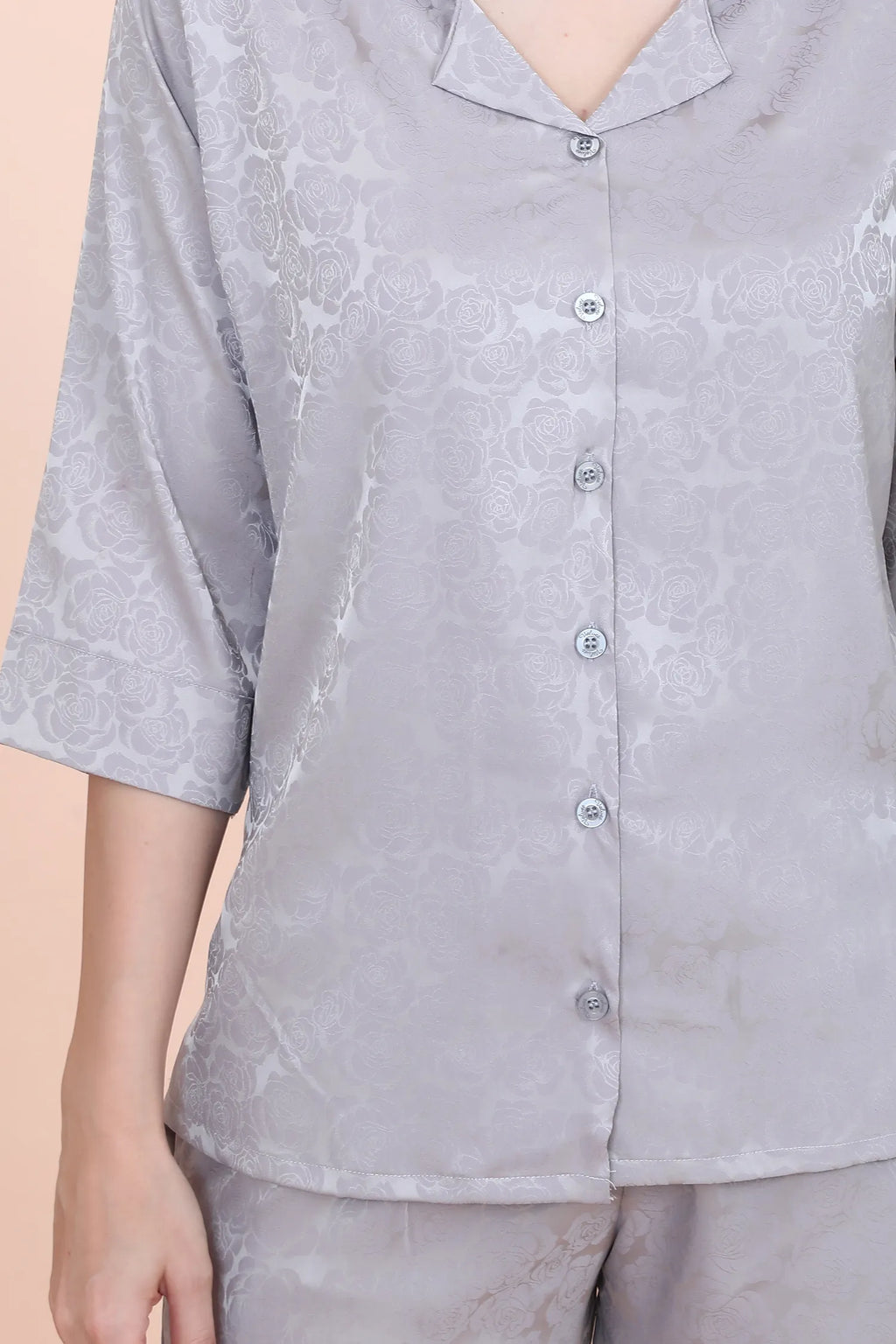 Velure Stunning Rose Print Satin Night Suit