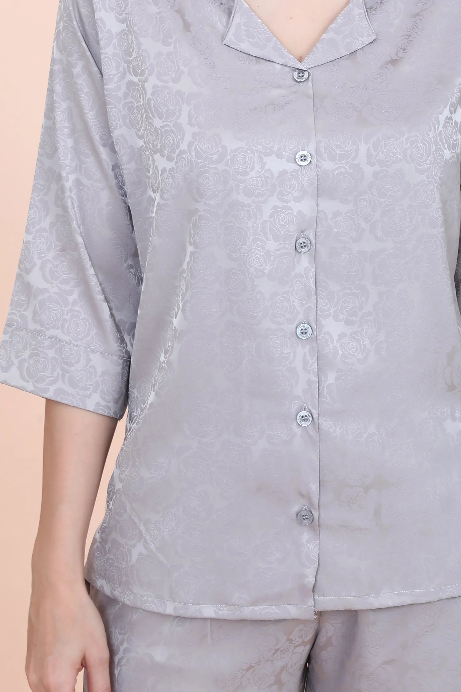 Velure Stunning Rose Print Satin Night Suit