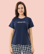 Velure Soothing Printed Pajama Set - Velure - - Cotton Lycra Fabric, Full Length Pant, Half Sleeves, Round neck nightsuit