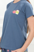 Velure Classic Boba Doodle Shorts Set - Velure - - Cotton Lycra Fabric, Half Sleeves, Printed, Round neck, Shorts