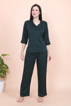 Velure Trendy Rose Print Satin Night Suit