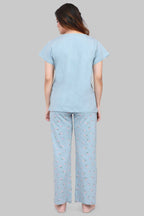 Velure Pleasant Floral Print Pajama Set - Velure - - Cotton Lycra Fabric, Floral Print, Full Length Pant, Half Sleeves, Round neck nightsuit