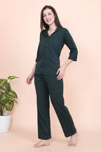 Velure Trendy Rose Print Satin Night Suit