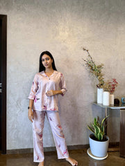 Velure Adorable Pink Flamingo Print Cotton Night Suit
