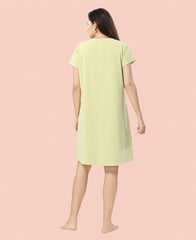 Velure Relaxed Donut Print Short Nighty - Velure - - Cotton, Half Sleeves, Knee Length, Printed, Round neck