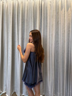 Velure Adorable Grey Spaghetti Shorts Set